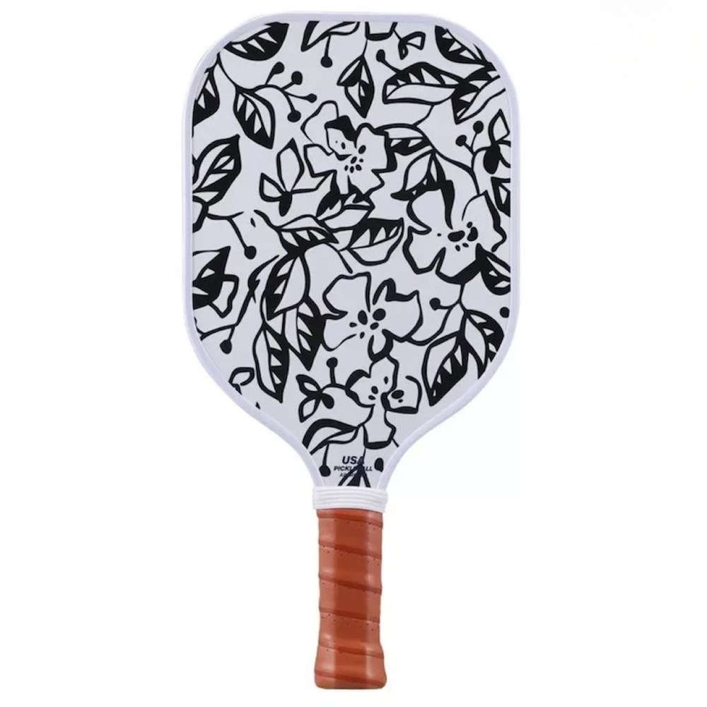 NEW| Double Sided Pickleball Paddle Black Floral/Polka Dots